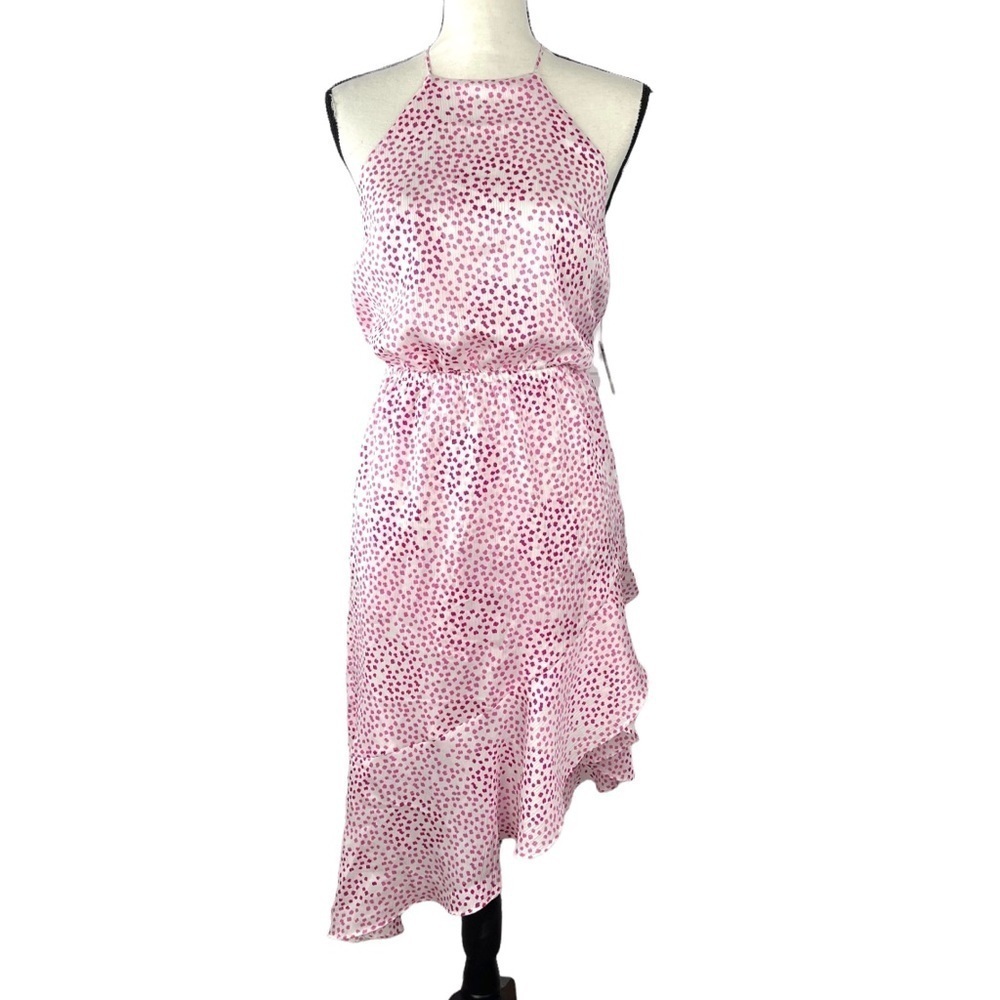 Asymmetrical Ruffle Lined Halter Dress with Keyhole Back - Picture 1 of 9